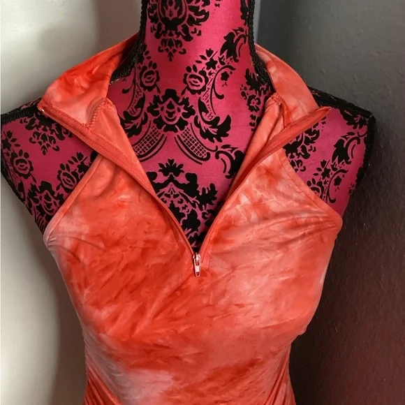 Tie-Dye Halter Mini Dress in Coral M - Picture 13 of 16